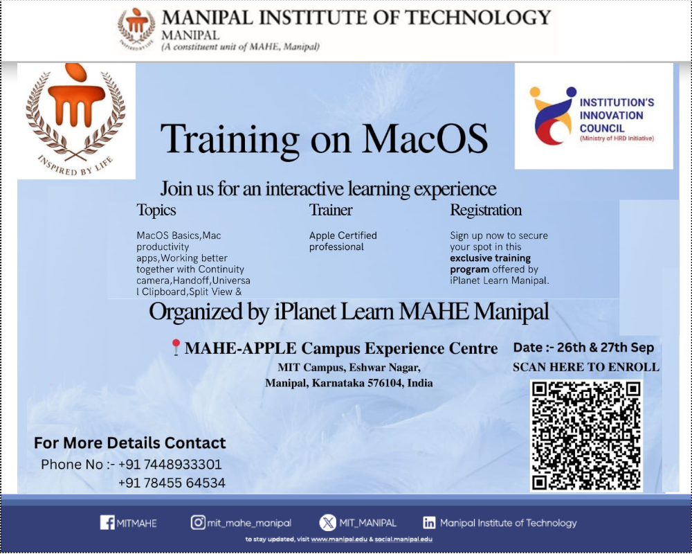 MacOS Training Event at MAHE – Empowering Students and Staff with Apple Skills
