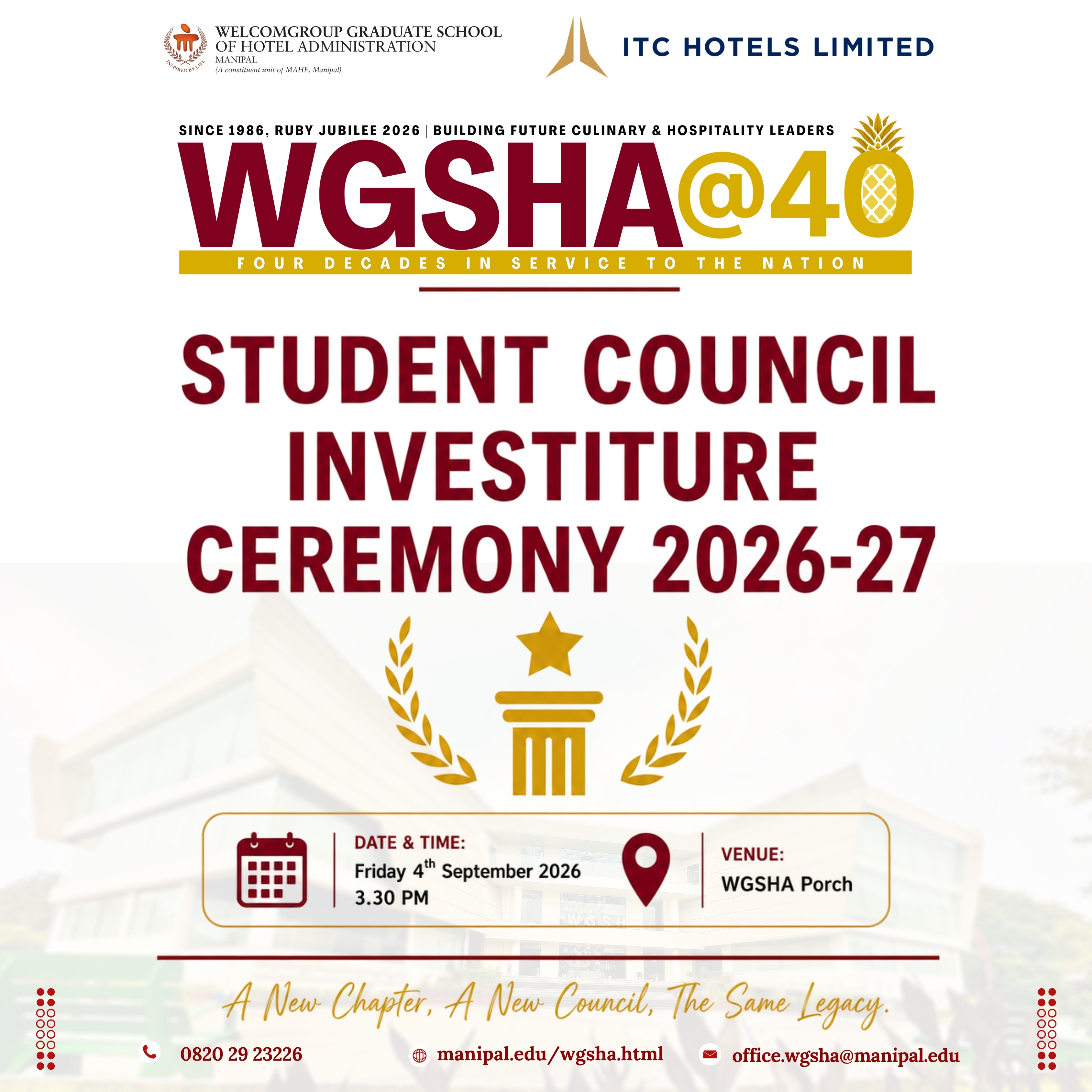WGSHA Manipal hosted the official Investiture Ceremony 2026